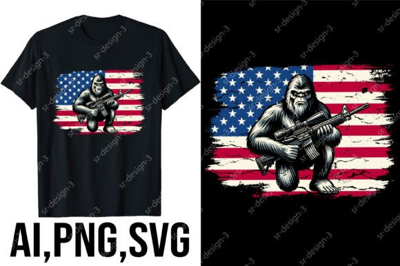 Bigfoot 4th of July Sublimation for T-Shirt Designs