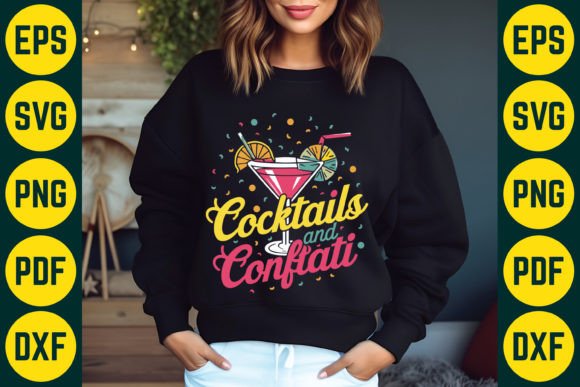 Cocktails and Confetti T-Shirt Design for Crafts and Graphics