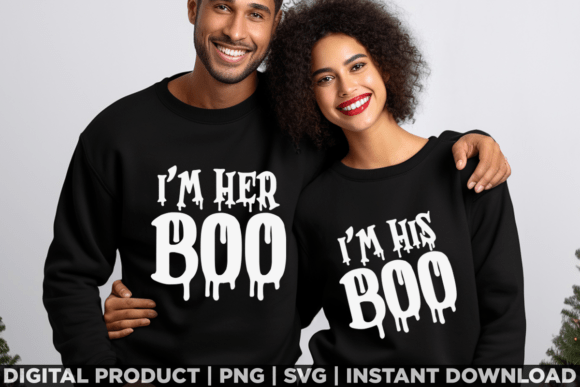 Couple Halloween His Boo Her Boo Match: Perfect for T-Shirt Designs and Graphics