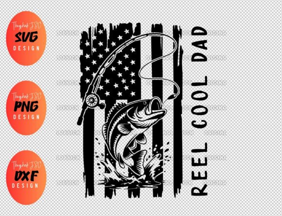 Reel Cool Dad Fishing SVG: A Patriotic Embroidery Gem