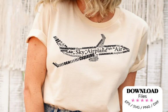 Review: Airplane Shape with Text, PNG for T-Shirt Designs